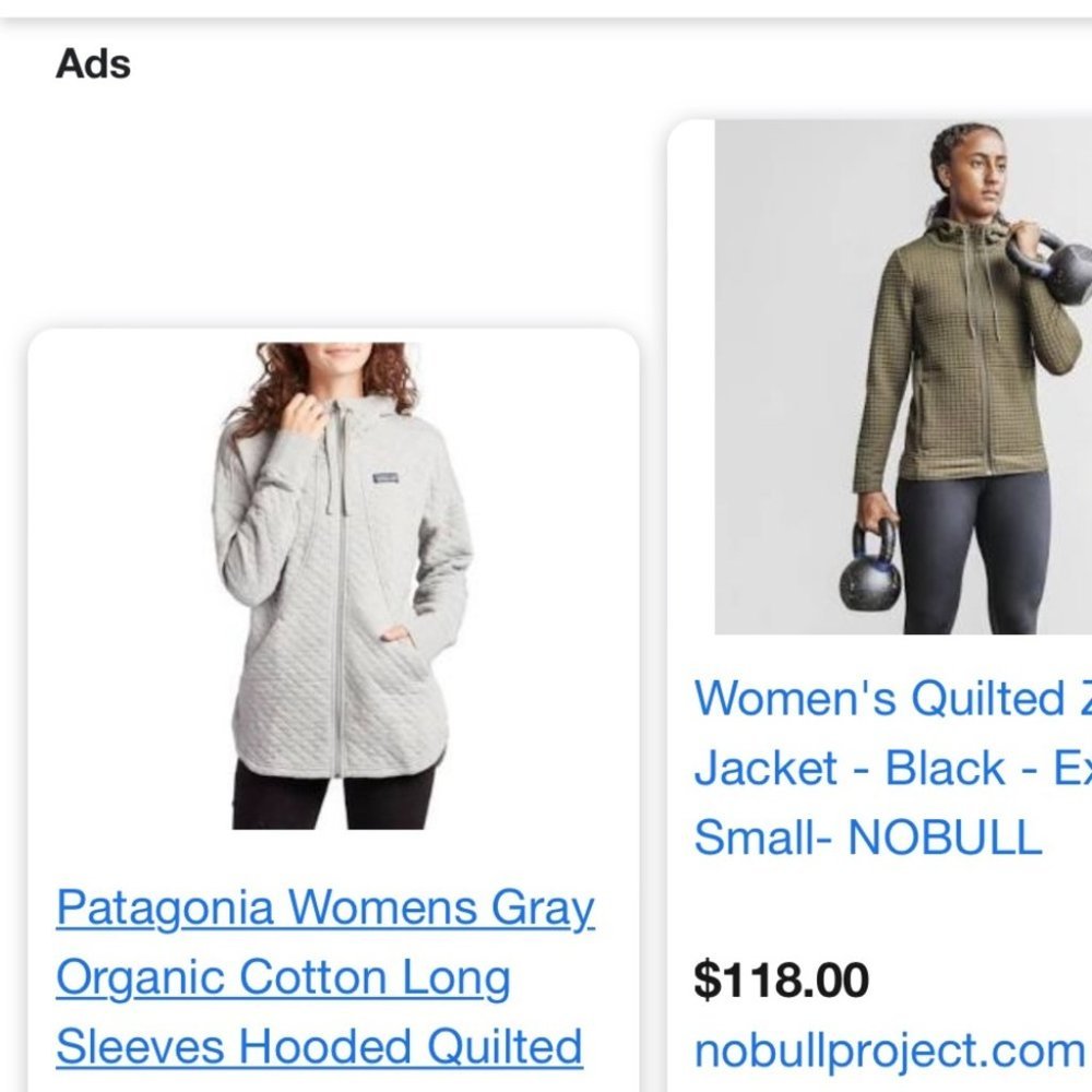 Iso Patagonia Womens Gray Organic Cotton Long Sleeves Hooded Quilted Jacket L/Xl - Picture 2 of 4